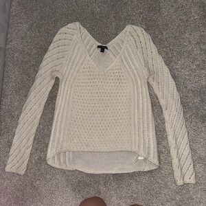 American Eagle Outfitters Cream V-Neck Sweater